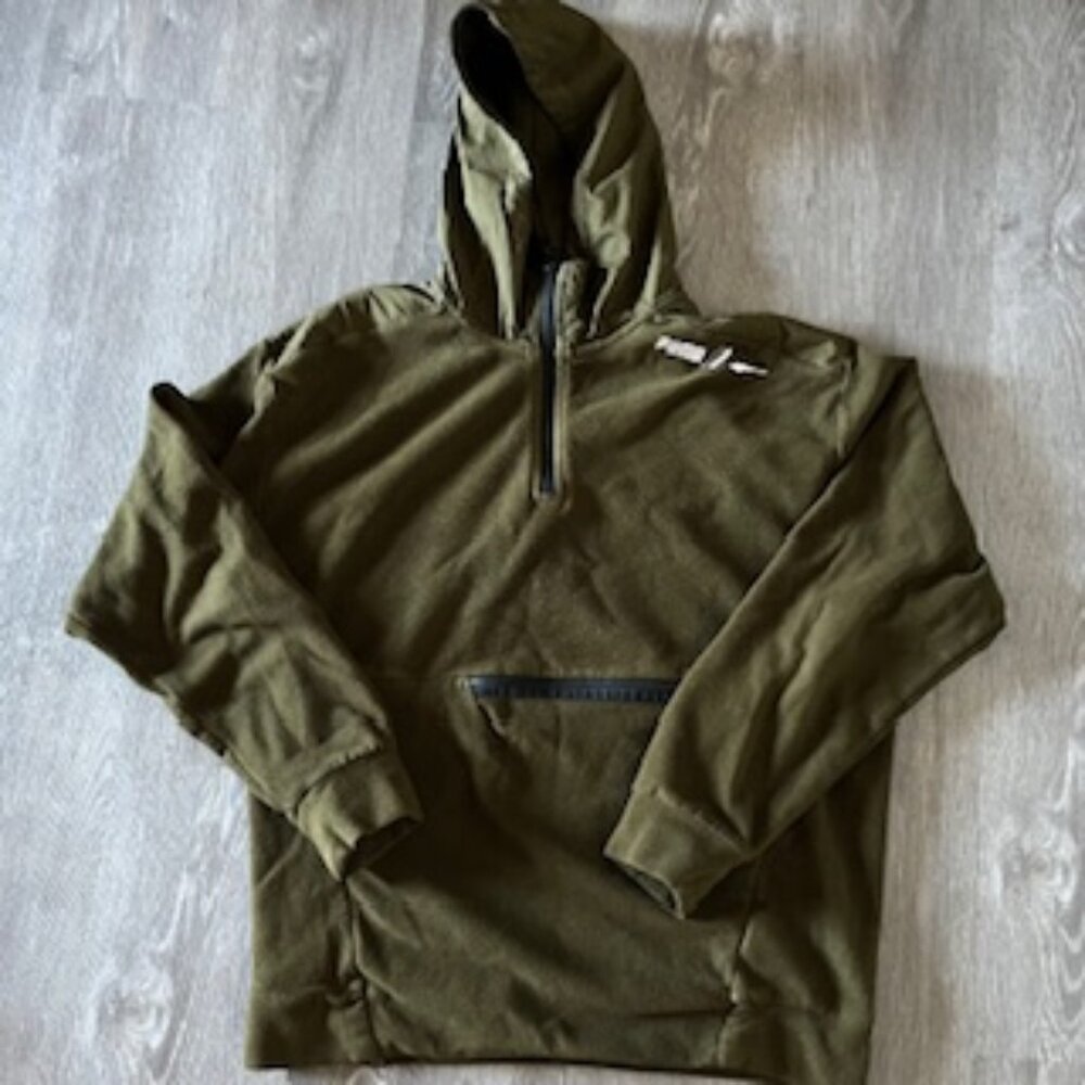 🧡3/15 Puma Polar Fleece Half-Zip Sweat Shirt Relaxed Fit Olive Men's M